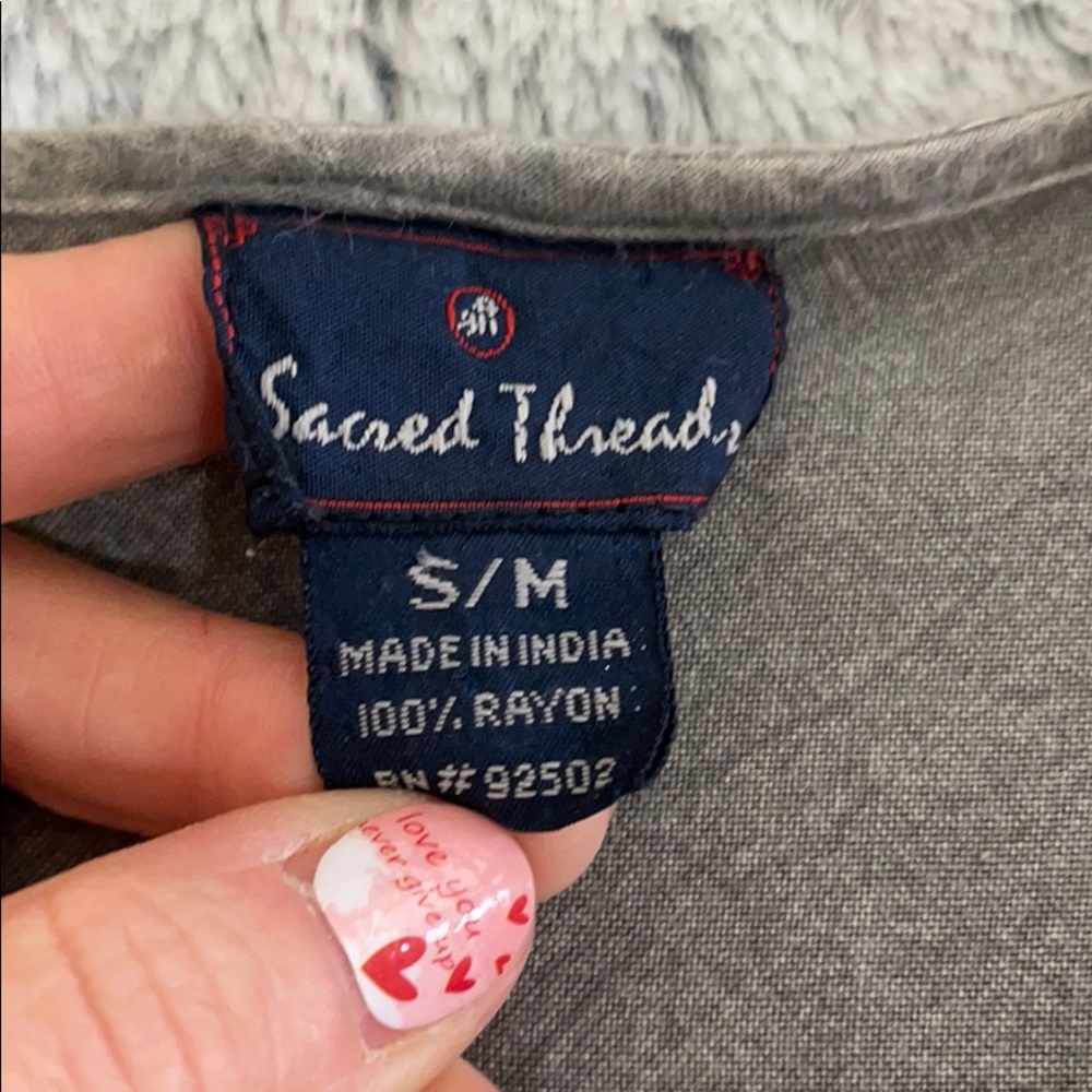 Sacred Threads Crop Patchwork Boho Lagenlook Top - image 4